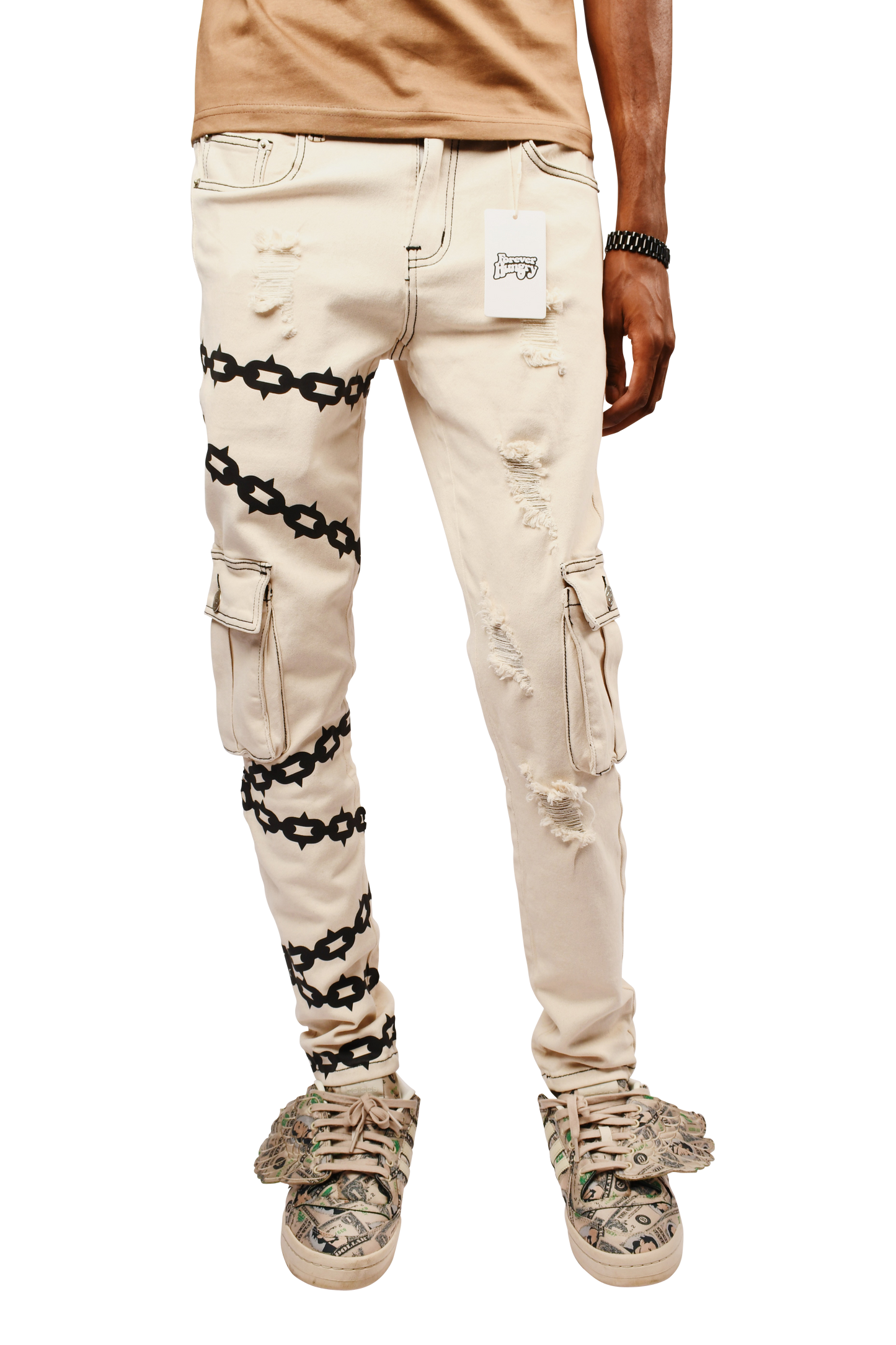 Cream Cargo Jeans