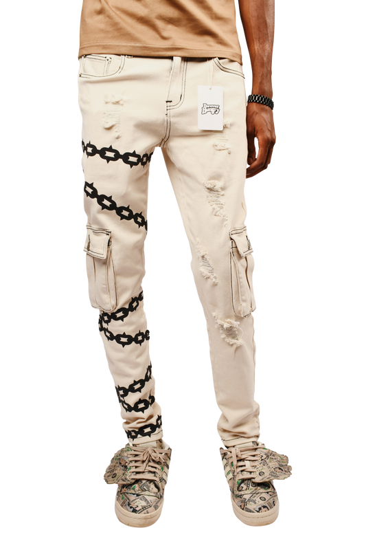 Cream Cargo Jeans