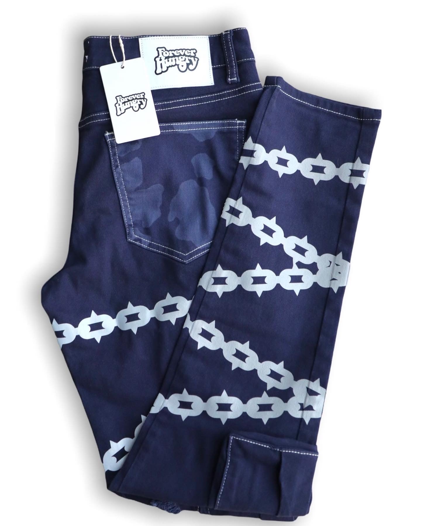 Reflective Chain Jeans Dark Blue