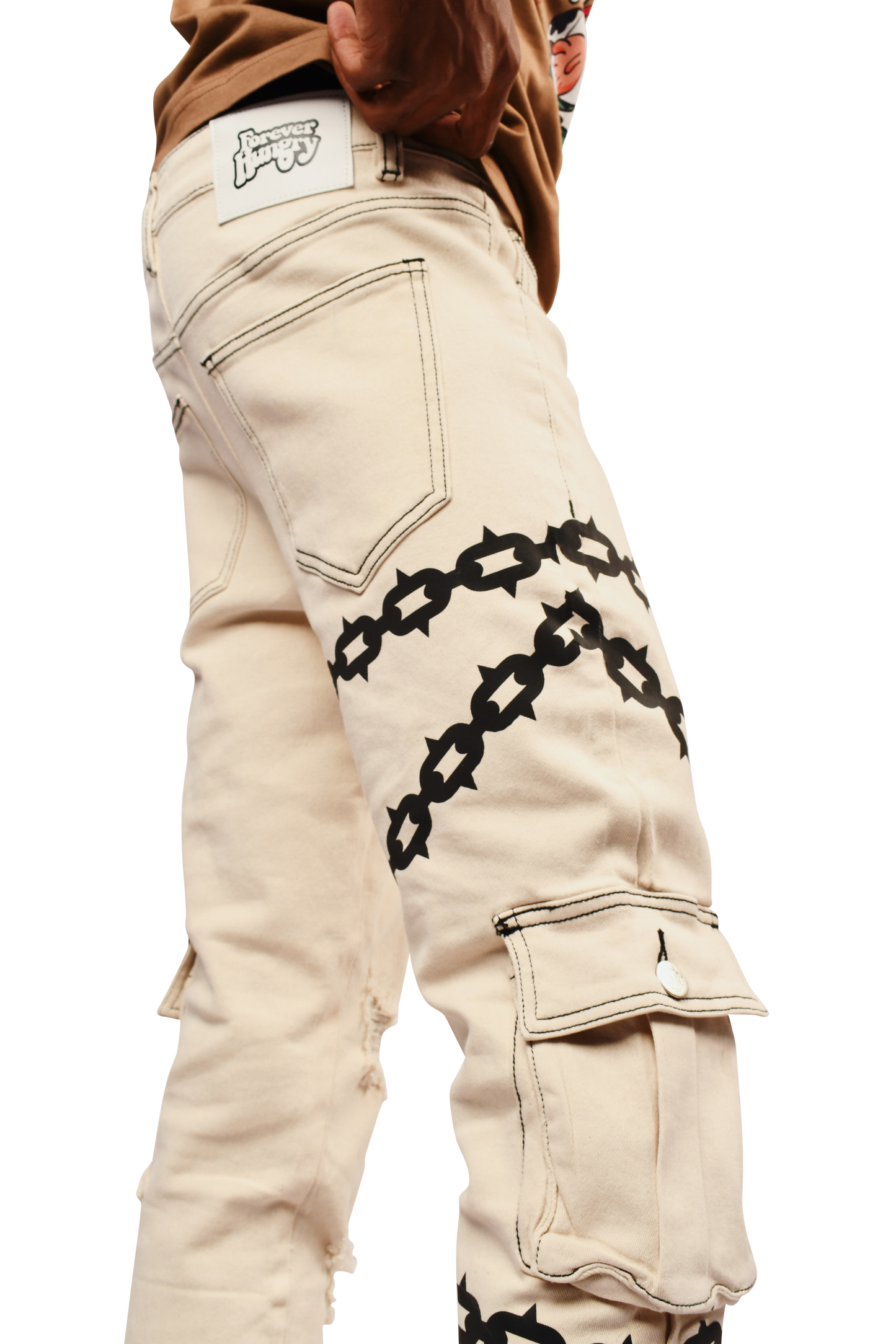 Cream Cargo Jeans