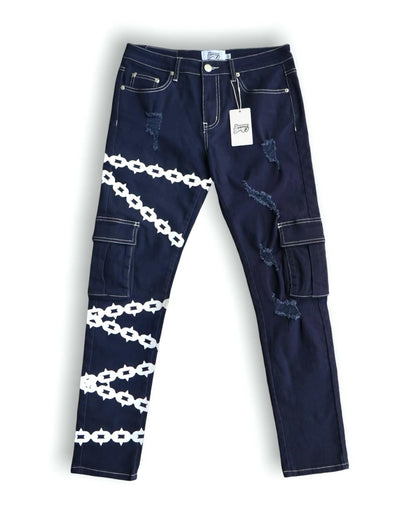 Reflective Chain Jeans Dark Blue